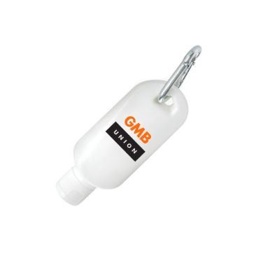 SPF25 Sun Lotion on a Carabiner Clip